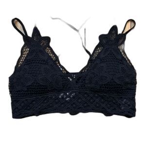 La Miel Crochet Bralette Size Medium Blacke Boho Lace Knit Cami Top